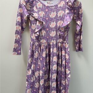 Dot Dot Smile Purple Dress with Elephant Pattern